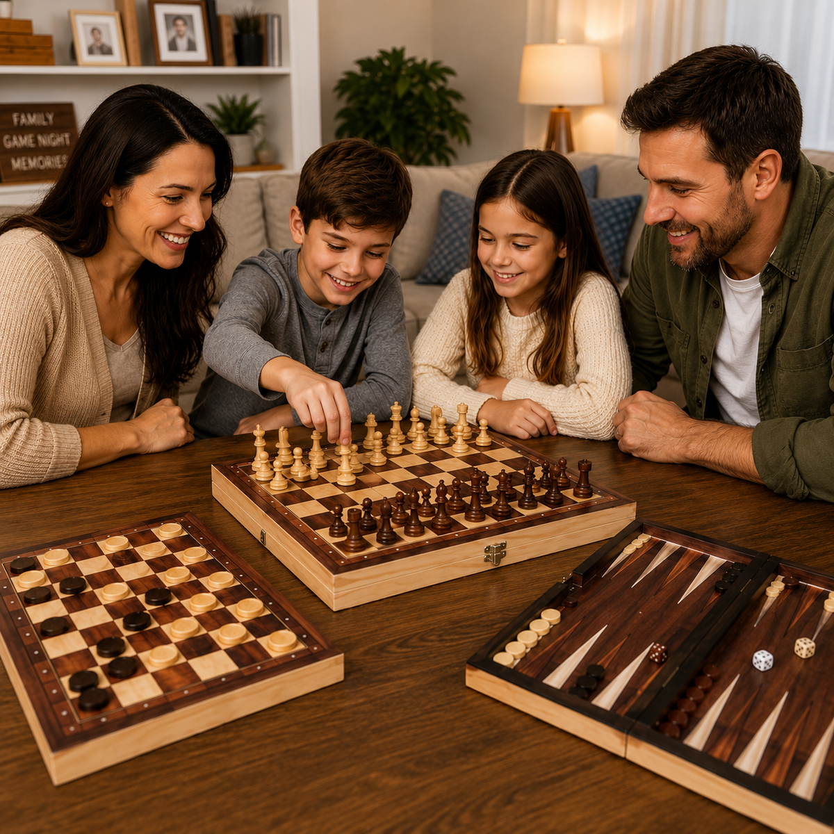 3 in 1 Chess Checkers & Backgammon Set