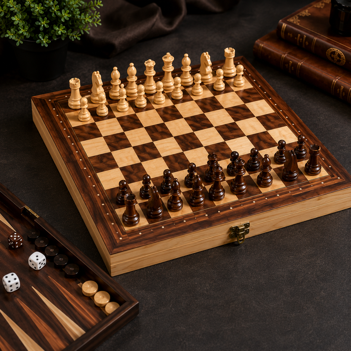 3 in 1 Chess Checkers & Backgammon Set