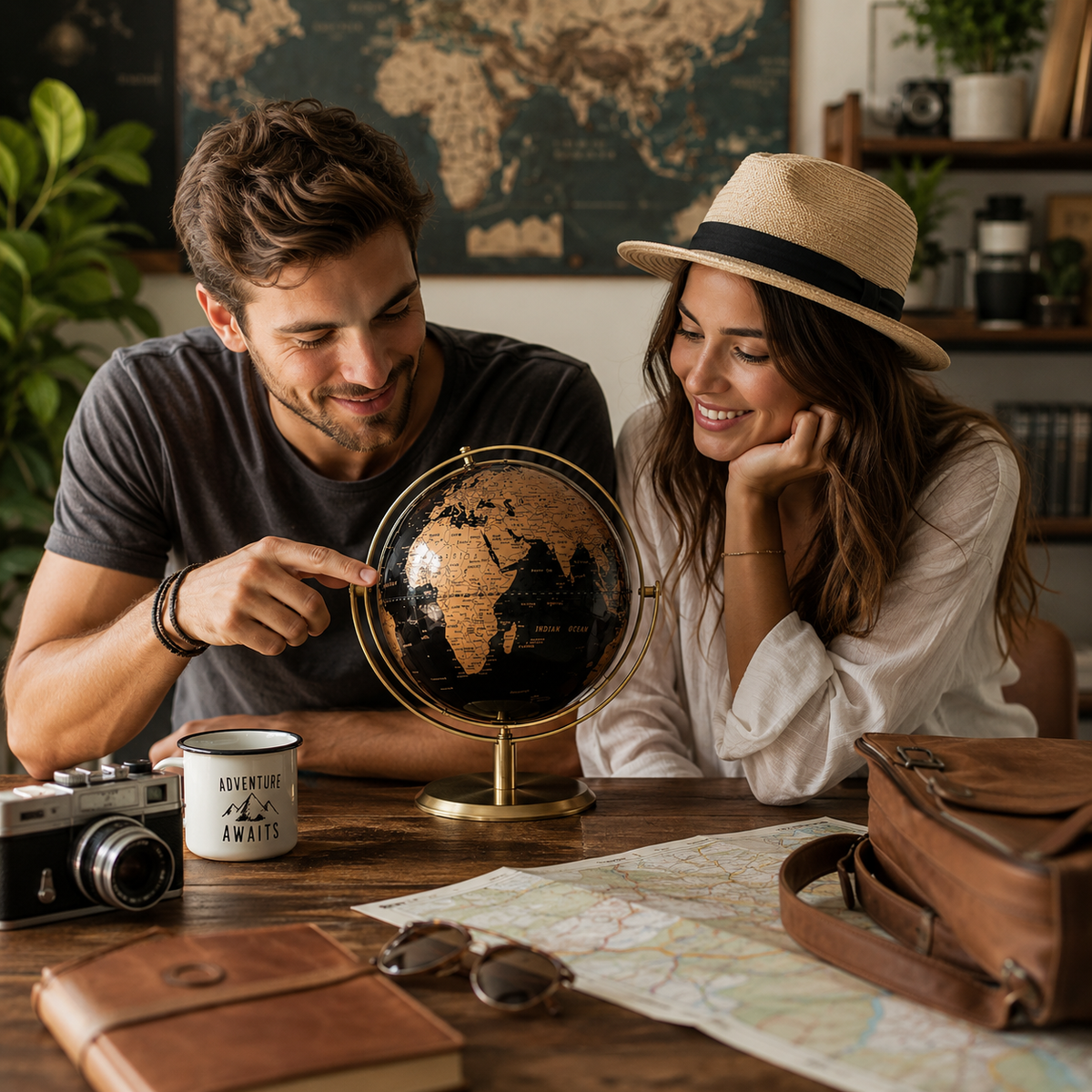 Vintage Modern World Globe Desk Decoration