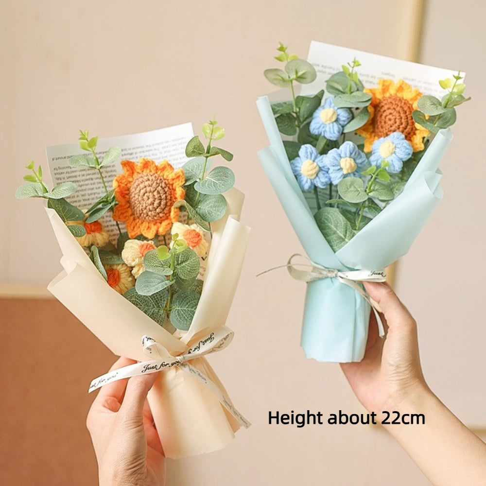 Handmade Crochet Sunflower & Daisy Bouquet
